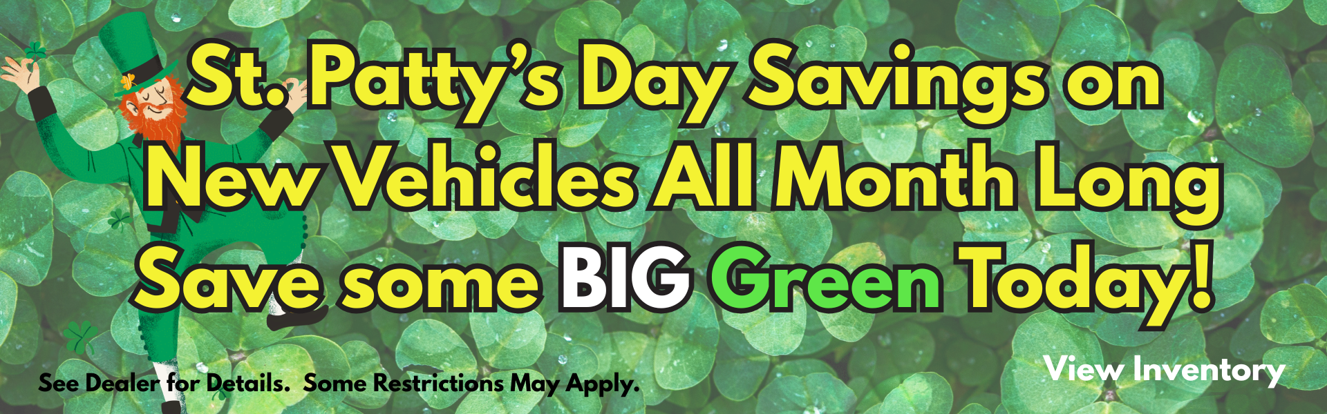 St. Patrick's all month long banner March 2026