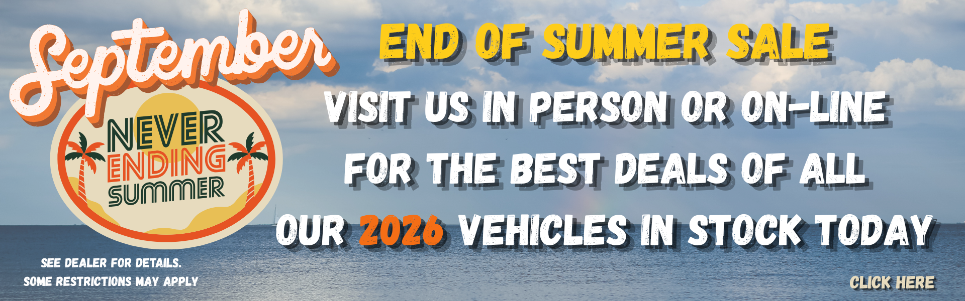 End of summer savings banner Sept. 2026