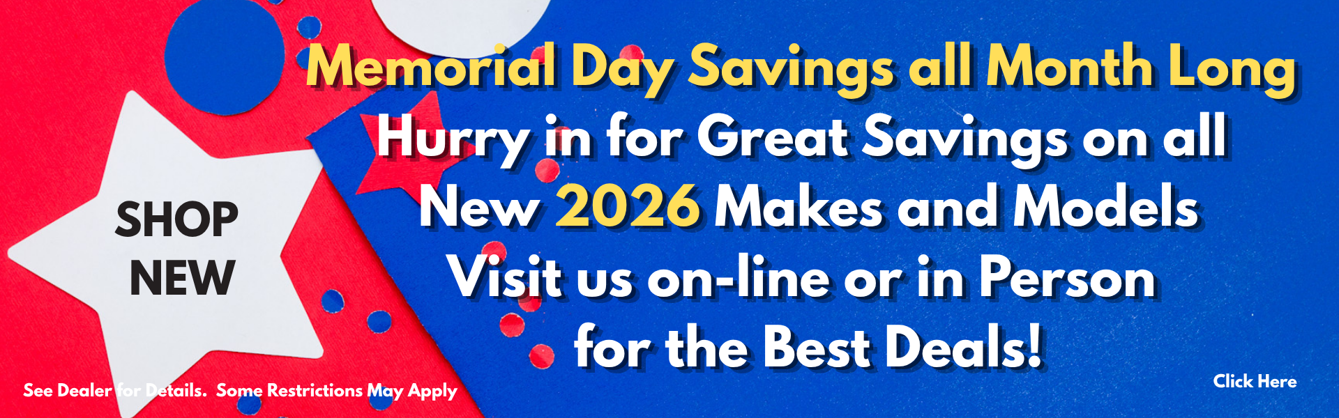 Memorial day banner savings May 2026